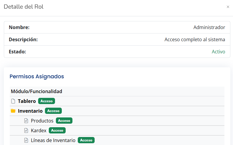 Sistema de permisos ERP-SEM Web